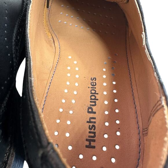 Hush Puppies Moyen Wingtip Dress Shoes Mens Sz 9 Black Leather Upper main image 4